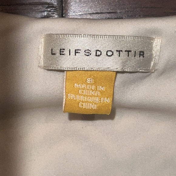 ANTHROPOLOGIE LEIFSDOTTIR Tonnelle Black Cream Geo Zip Fit Flare Dress Sz 8 - Picture 3 of 6